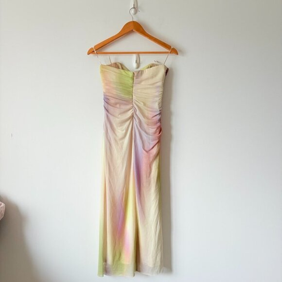 Zara Strapless Tulle Tie Dye Midi Dress NWT Size Small - Picture 9 of 12